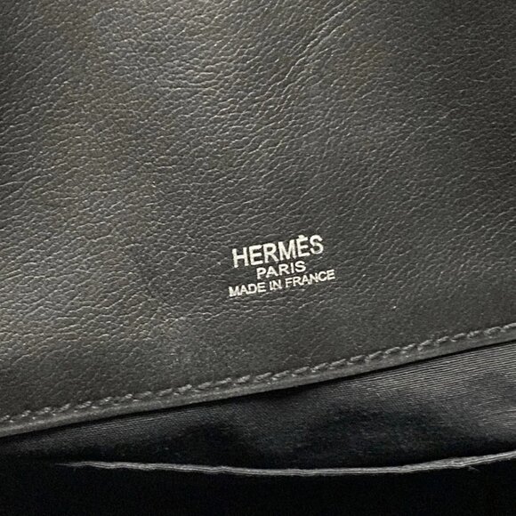 Auth HERMES Sac Ibu PM Black Canvas Leather Square I Handbag - Picture 14 of 16